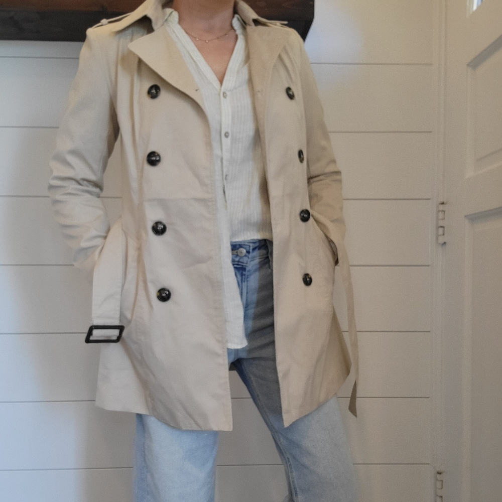Beige Midi Trench Coat